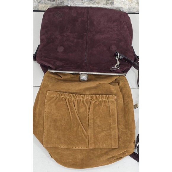 PATRICIA NASH Livata Crossbody Nubuck Leather Kisslock Plum Bag Boho Retro Purse - Picture 6 of 16